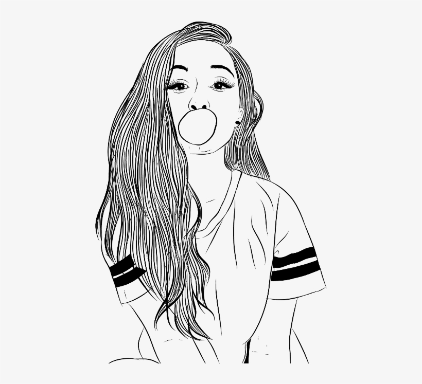 Bubblegum Chiclete Outline Tumblr - Girl Drawing Bubble Gum, transparent png #5255463