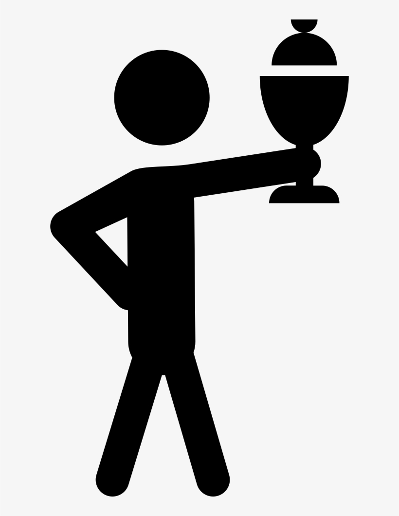Standing Man Holding Sportive Trophy Cup Comments - Portable Network Graphics, transparent png #5262551