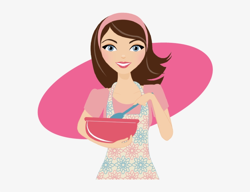 Beautiful Woman Eating An Apple Clipart - Girl Cooking Cake Clipart, transparent png #5263595