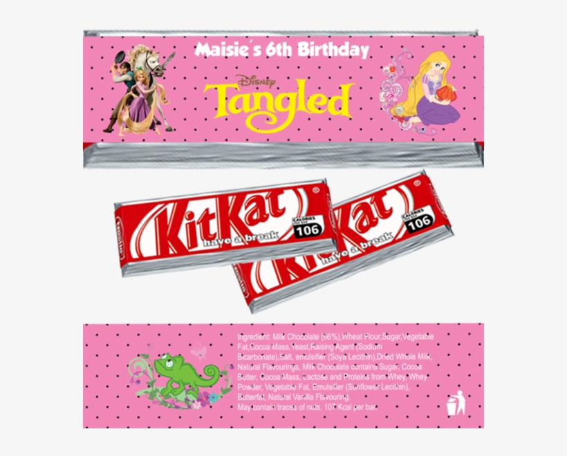 Rapunzel Tangled Kitkat Wrappers - 1/4 Sheet Tangled Edible Frosting Cake Topper*, transparent png #5269345