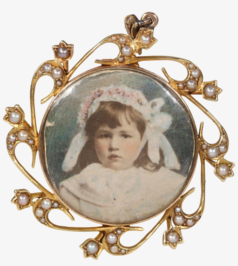 Victorian Gold Pearl Frame Crystal Locket Pendant - Locket, transparent png #5270296