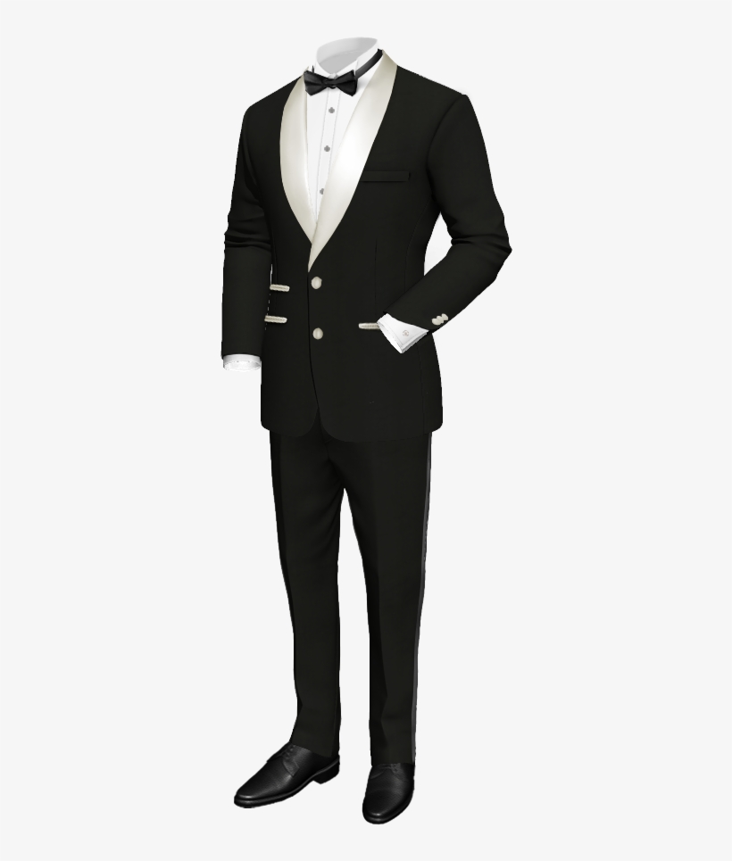 Custom Tux, Balogna Black With White Shawl Trim, 3 - Black Tux White Trim, transparent png #5277750