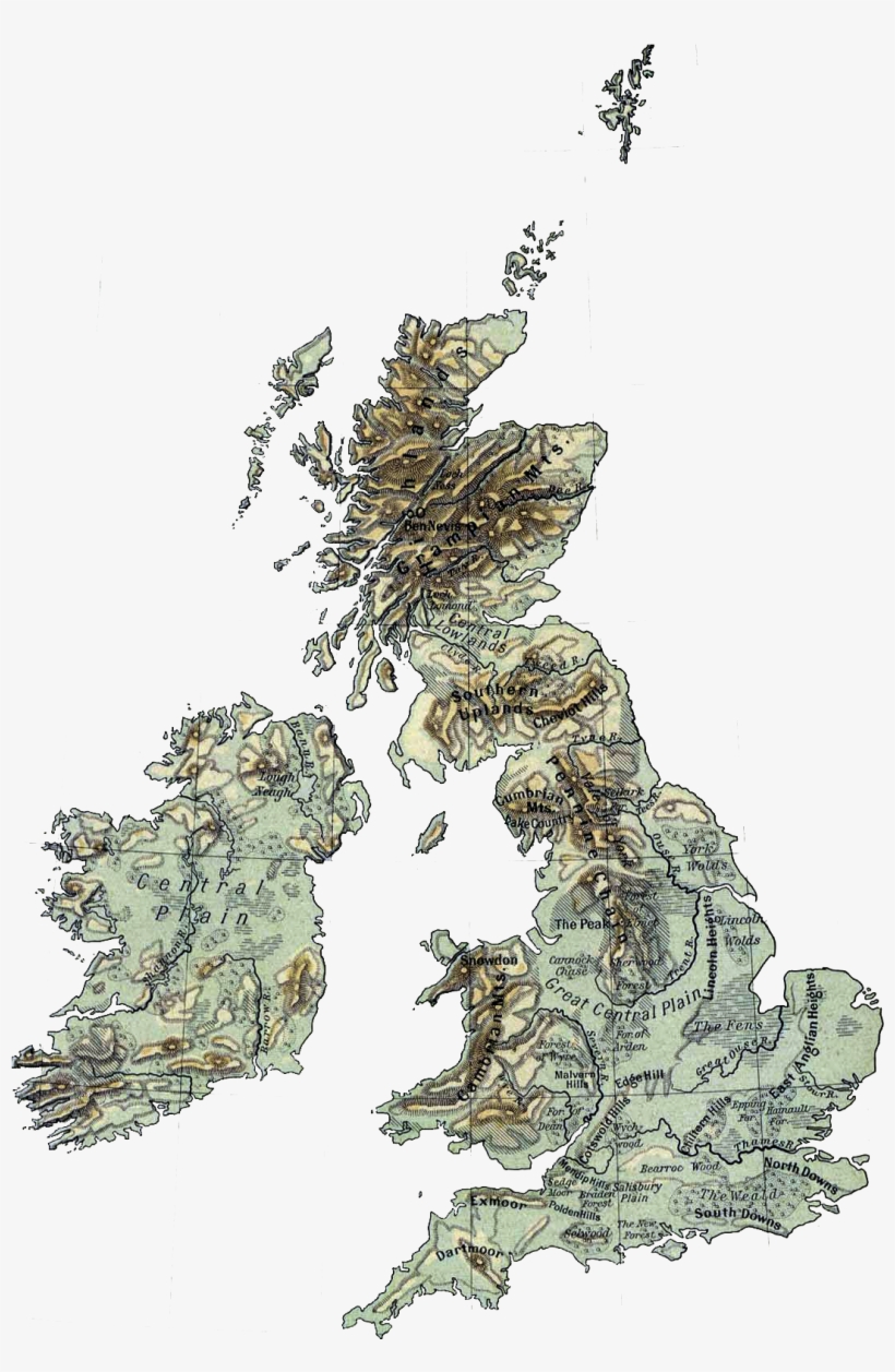British Isles Topographic Map Physical Map British Isles Ref 1926 Clear - United Kingdom Map Vector -  Free Transparent Png Download - Pngkey