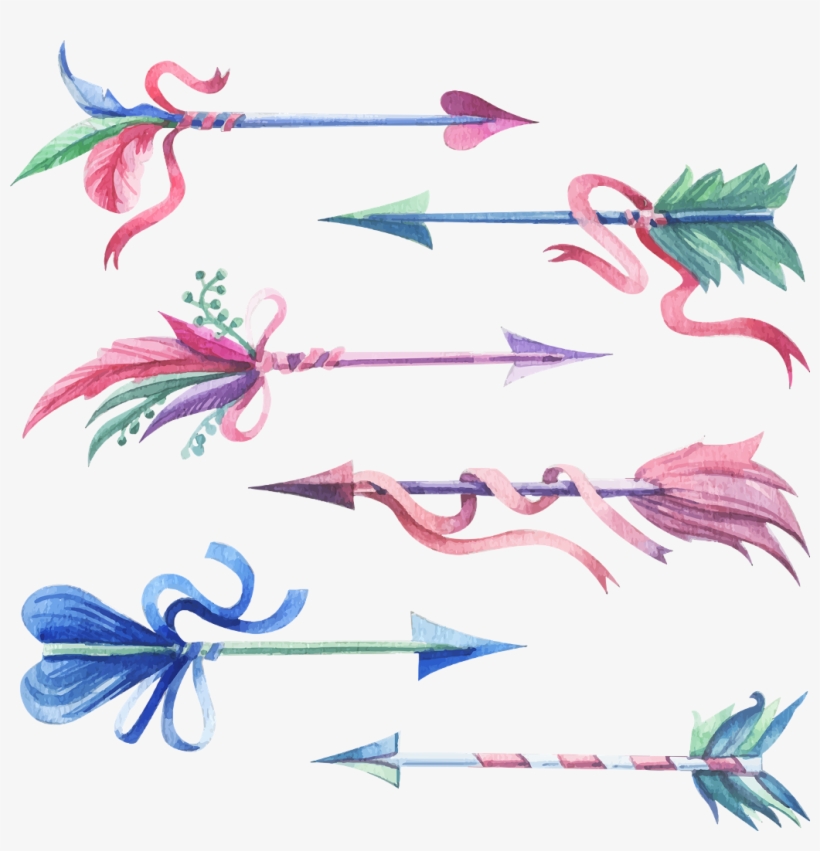 Boho Bohemian Feather Feathers Arrow Arrows Freetoedit - Blue Watercolor Arrow Png, transparent png #5279501