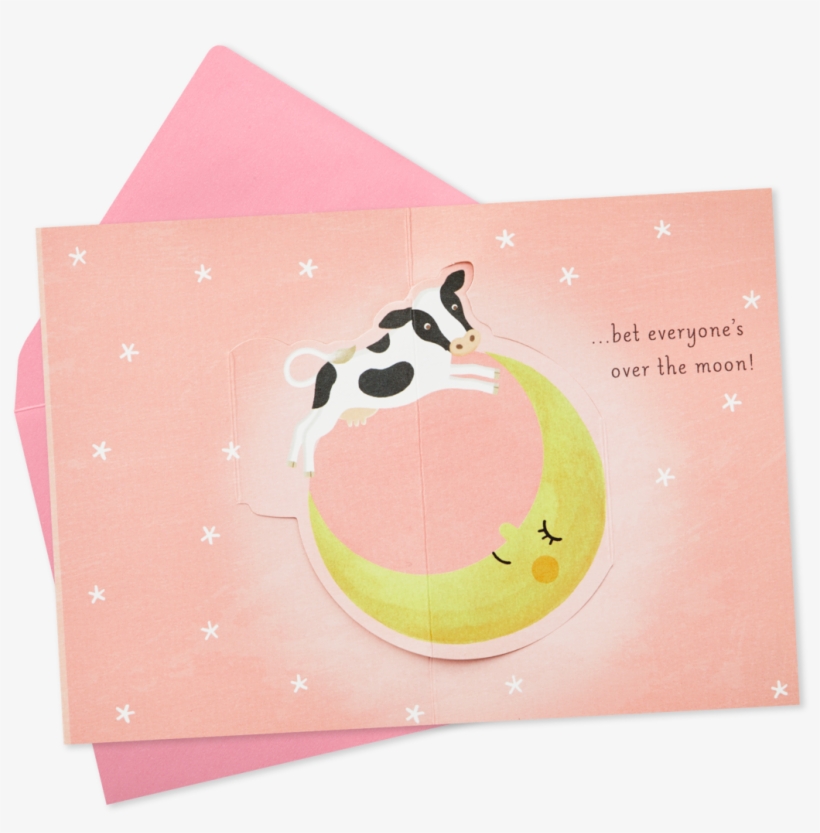 Over The Moon Mini Pop Up New Baby Girl Card - Infant, transparent png #5285197