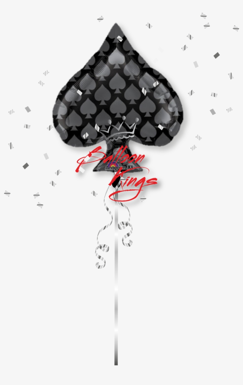 Casino Black Spade - 1 Black Spade Shaped Card Suit Foil Balloon, transparent png #5288345