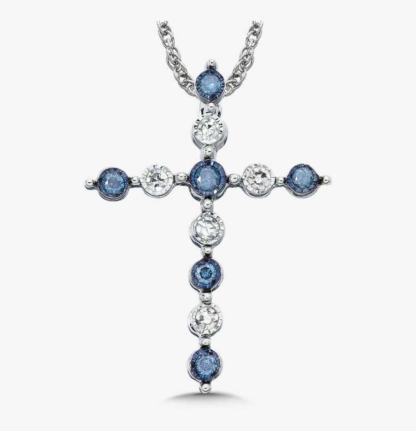 Sdc Creations Blue And White Floating Diamond 10k Cross - Blue, transparent png #5289070