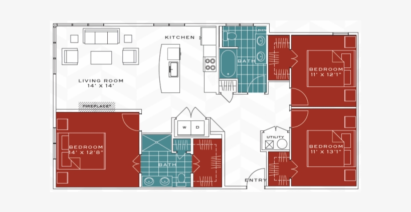 For The Falling Water Floor Plan - Vanguard Heights Apartments, transparent png #5289212