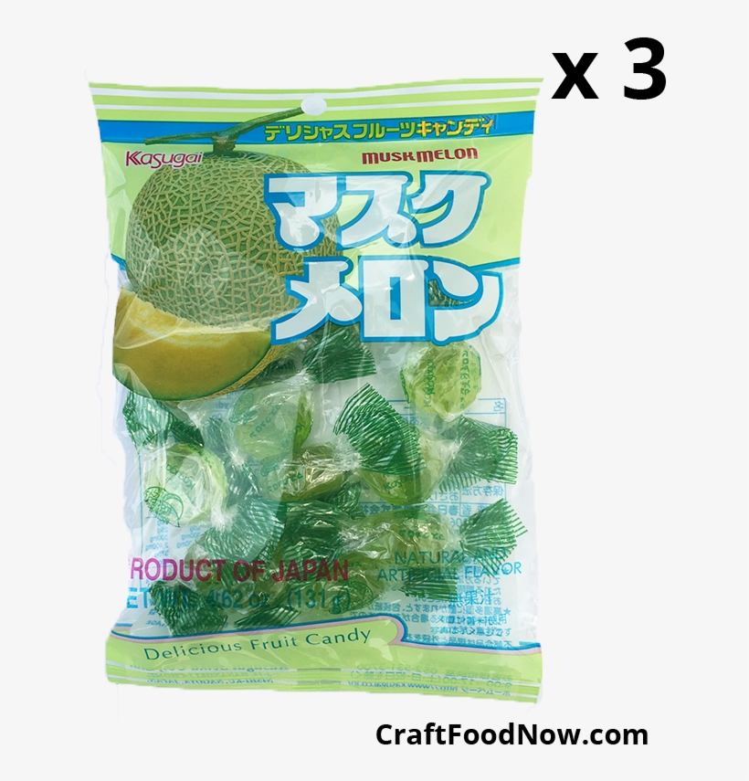 Kasugai Muskmelon Japanese Candies 3 Pack - Kasugai Muskmelon Cantaloupe Hard Melon Flavor Candy, transparent png #5290377