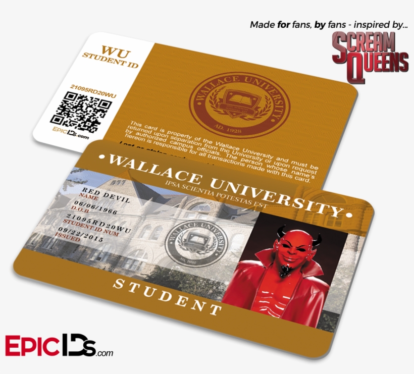 Scream Queens Inspired "red Devil" Wallace University - Breakfast Club Inspired Brian Johnson Student Id, transparent png #5294509