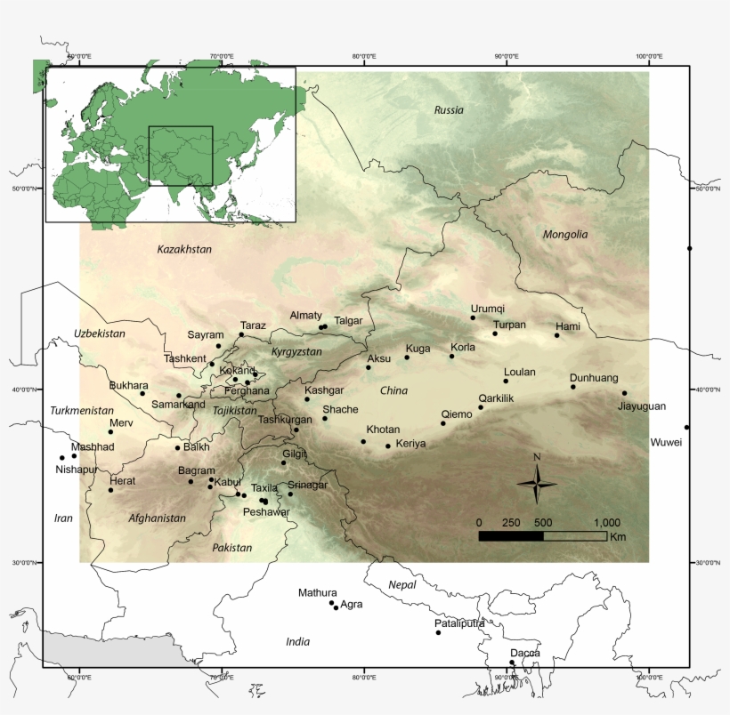 Geography Of Inner Asian Study Zone And Location Of - Archaeology Of Bronze Almaty Area, transparent png #5296478
