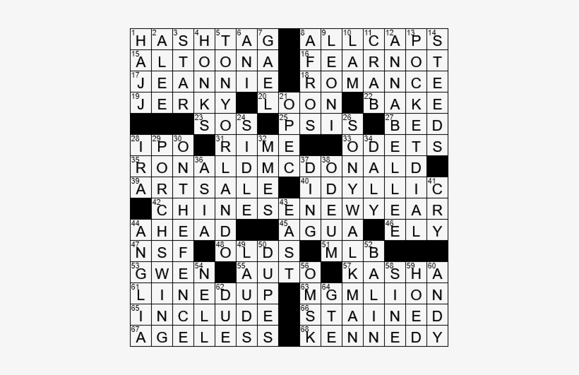 La Times Crossword Answers 12 Aug 2017, Saturday - Crossword, transparent png #531614