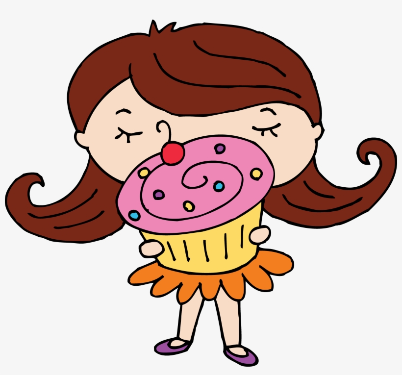 Cute Cupcake Girl Free - Baking Cupcakes Clip Art, transparent png #531805