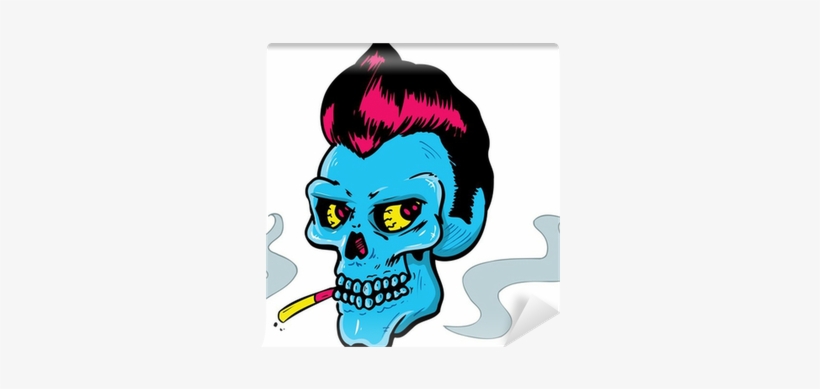 Rock And Roll Style Skull Vector Illustration Wall - Rock And Roll Skull, transparent png #532803