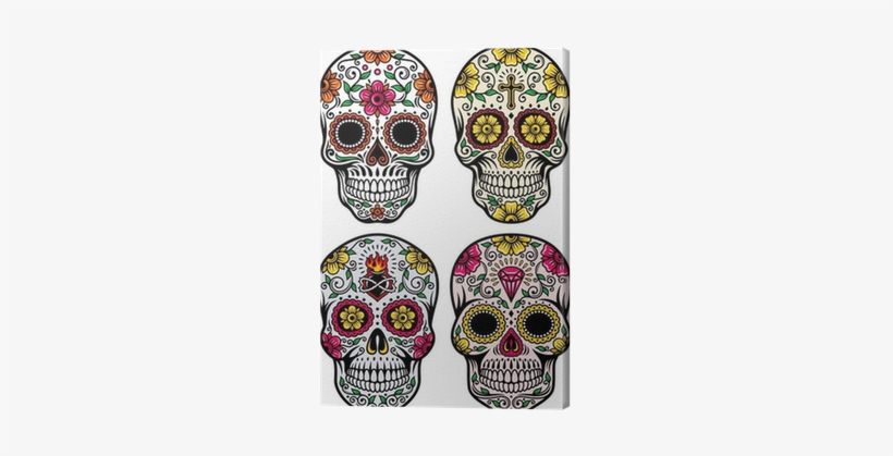 Day Of The Dead Skull Vector Set Canvas Print • Pixers® - Day Of The Dead Skull Designs, transparent png #533020