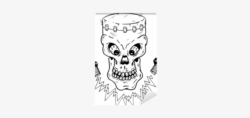 Frankenstein Style Skull Vector Illustration Wall Mural - Vector Graphics, transparent png #533079