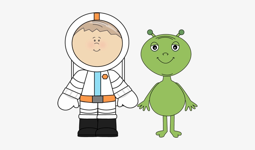 Alien And Astronaut Clip Art - Meeting An Alien Clipart, transparent png #533316