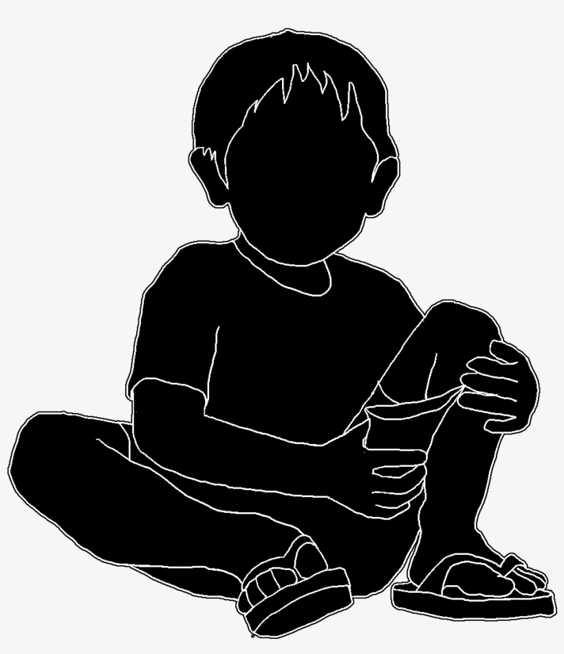 Little Boy With Candy Bag White Stroke - Drawing, transparent png #533922