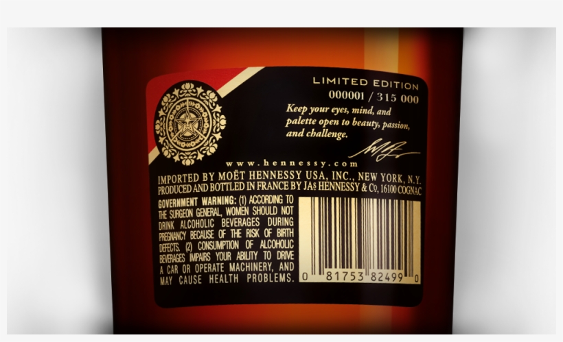 Shepardfariey Hennessy Bottle Collab - Label, transparent png #535128