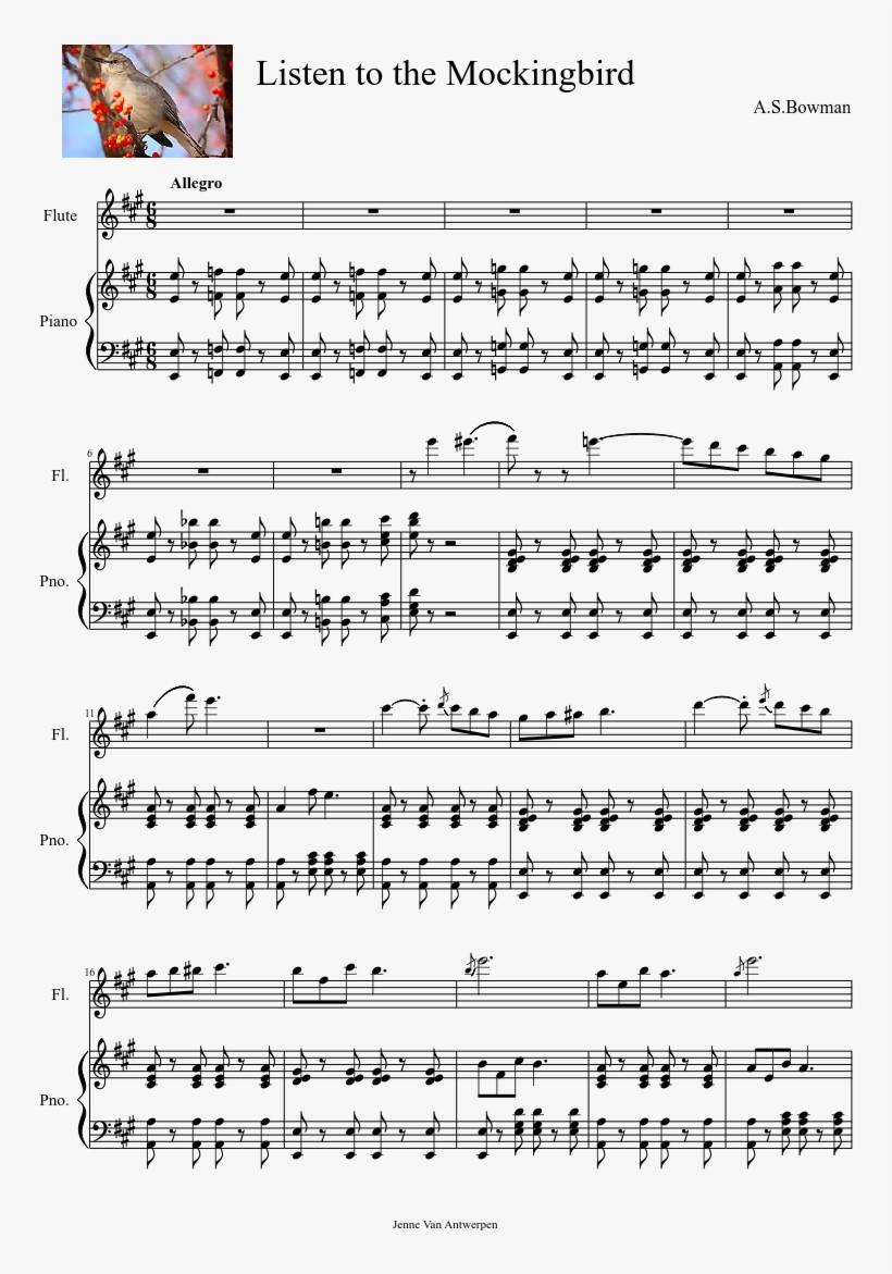 Listen To The Mockingbird Sheet Music Composed By A - Best Is Yet To Come Sheet Music, transparent png #535671