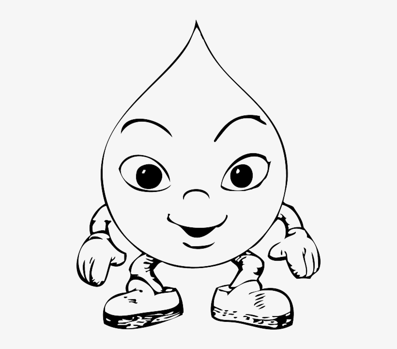 Water, Black, Outline, Drawing, Character, Cartoon - Water Drop Colouring  Page - Free Transparent PNG Download - PNGkey
