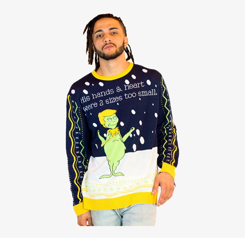 Men's Fake News Grinch Ugly Sweater - Christmas Day, transparent png #536852