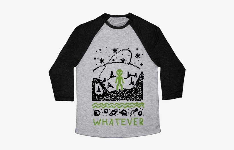Whatever Alien Ugly Christmas Sweater Baseball Tee - Porco Rosso T Shirt, transparent png #537330