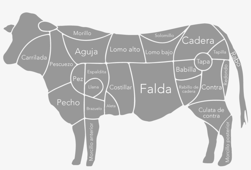Piezas Carne Vacuno, Vaca, Buey, Cocina - Partes De La Carne De La Vaca, transparent png #537958