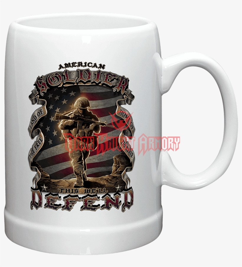 American Soldier Defend Stoneware Mug - Erazorbits Erazor Bits Mm112 20oz American Soldier, transparent png #538688