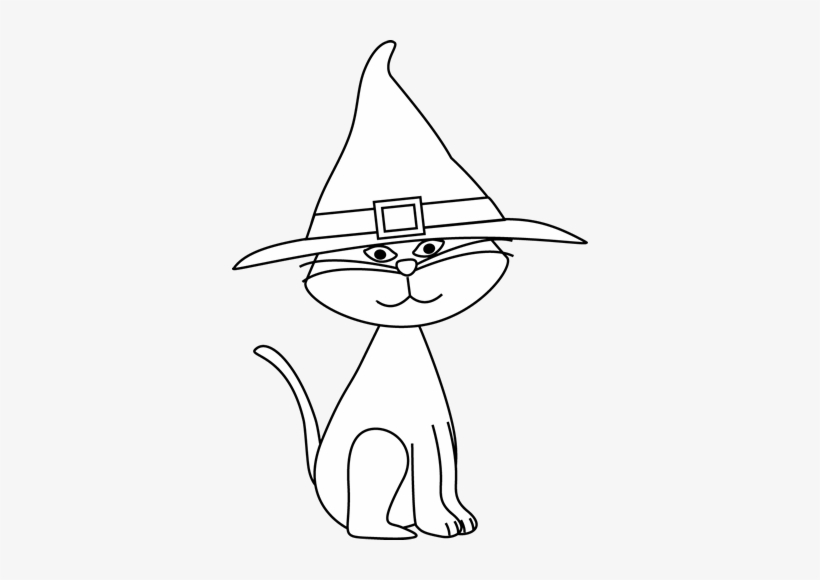 Png And Vector Source - Witch Cat Clipart Black And White, transparent png #539351