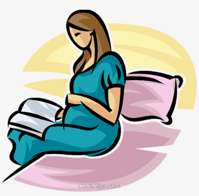 Pregnant Mother Reading A Book In Bed Royalty Free - Pregnancy, transparent png #539606