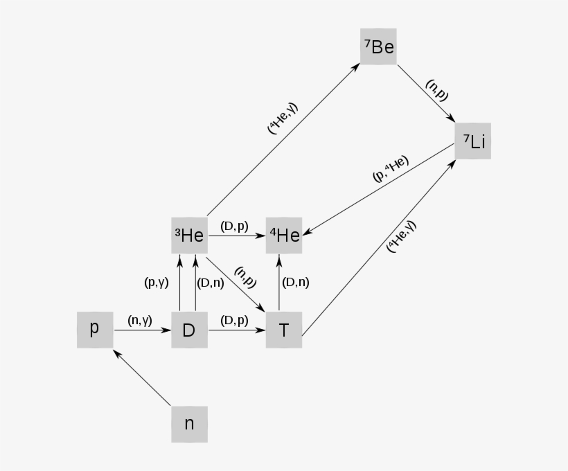 The Main Nuclear Reaction Chains For Big Bang Nucleosynthesis - Big Bang Nucleosynthesis Network, transparent png #5302655