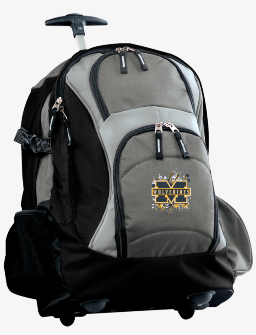 Michigan Wolverines Splatter Logo Embroidered Wheeled - Cat Rolling Backpack For School, transparent png #5311580