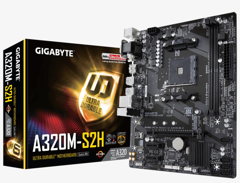 Ga A320m S2h V2 - Gigabyte 8th Generation Motherboard, transparent png #5313058