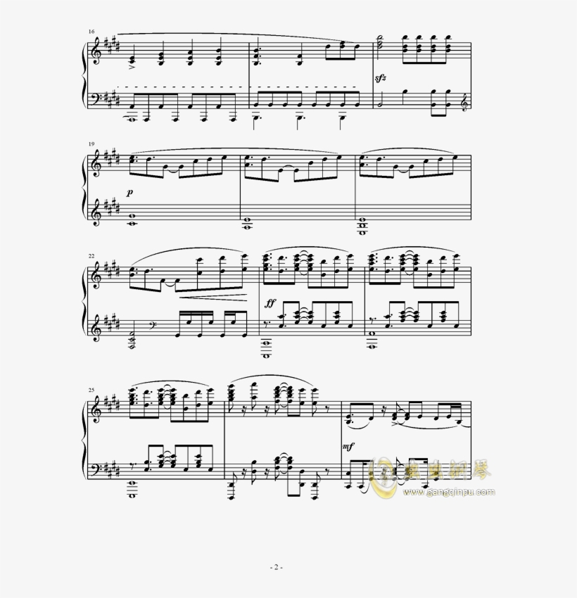 No Game No Life Op钢琴谱第2页 - Piano Sheet, transparent png #5313394