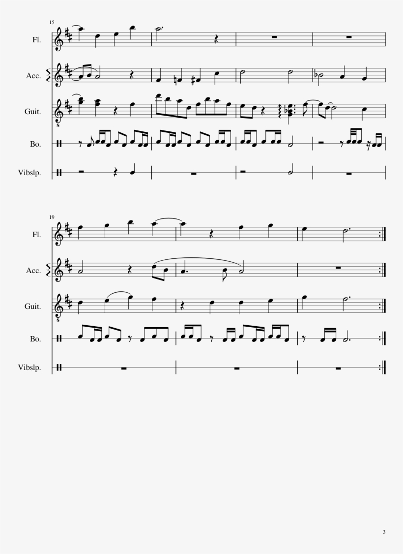 Stables Sheet Music Composed By Moofin 3 Of 3 Pages - Kass Theme Tab, transparent png #5318040