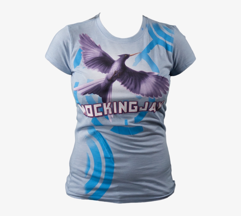 Mockingjay Book Art Blue Female T-shirt - Mockingjay Cover, transparent png #5330632