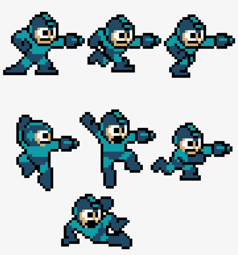 Mega-man - Mega Man 8-bit Jump Sticker, transparent png #5334461