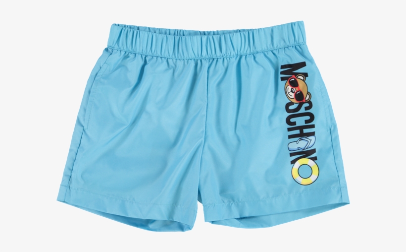 Beach Teddy Bear & Logo Print Swim Shorts Blue & Multi - Moschino Kids Swim Shorts, transparent png #5340260