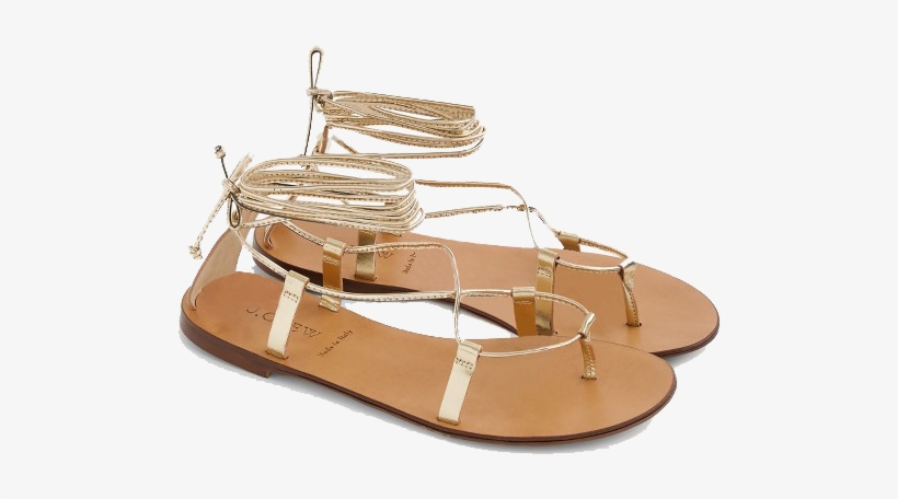 J - Crew - J Crew Gold Lace Up Sandals, transparent png #5341870