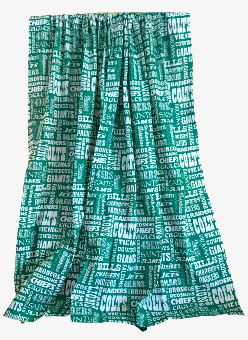 Vintage Green And White Fabric Nfl Curtain Panels - A-line, transparent png #5358442