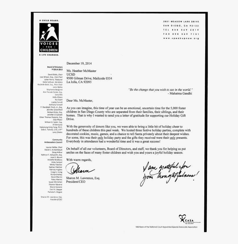 County Of San Diego Letter - Voices For Children, transparent png #5358794