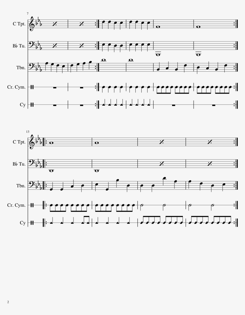 Tuba Trombone Cymbal C Trumpet= This Song Sheet Music - Trumpet, transparent png #5365851