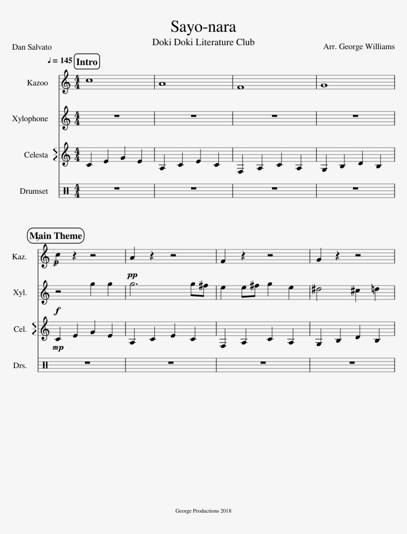 Sayo-nara Sheet Music For Synthesizer, Percussion Download - Soon And Very Soon, transparent png #5366005