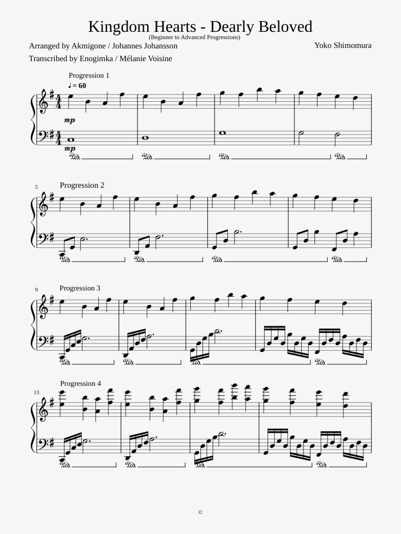 Dearly Beloved Piano Tutorial Sheet Music For Piano - Kingdom Hearts Dearly Beloved Piano, transparent png #5367838