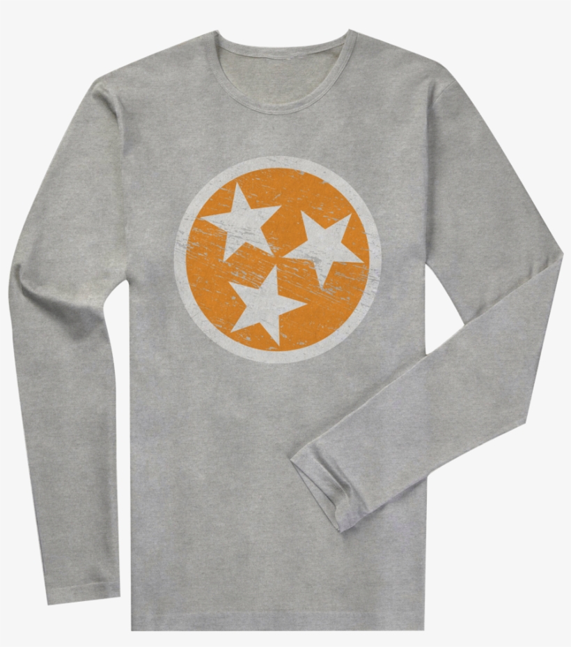 Long Sleeve Orange Tri-star On Light Grey - Tennessee State Flag Logo, transparent png #5370617