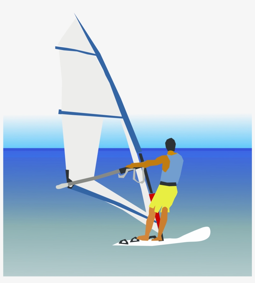 Graphic Transparent Sail Clipart Wind Surfing - Windsurfing Clip Art, transparent png #5383944