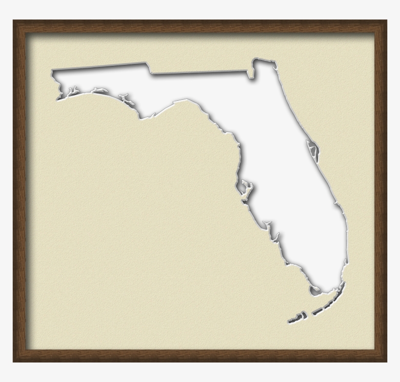 A Map Of Florida With A Wood Picture Frame With A Cream, transparent png #5390285