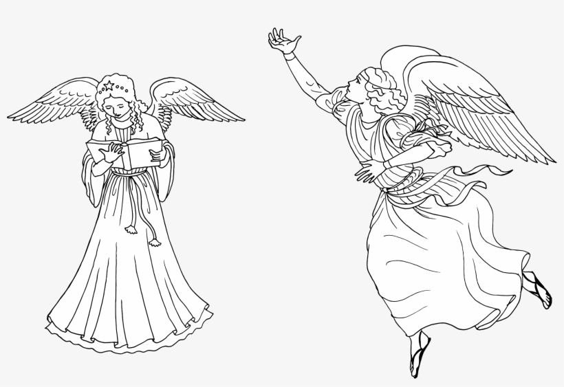 This Free Icons Png Design Of Two Female Angels Line, transparent png #5393035