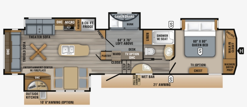 2019 Eagle Fifth Wheels 357mdok Floorplan - 2019 Jayco Eagle 357mdok, transparent png #5393444